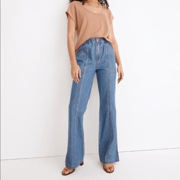 Madewell | Denim Elastic Waist Loose Flare Pants | ND625 Spring 2022 - Picture 13 of 13